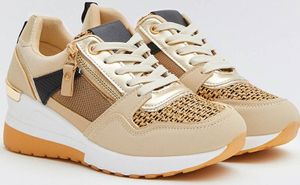 Buonarotti - Wedge-Sneakers Khaki mit Reißverschluss und canvas - 39 EU - Khaki