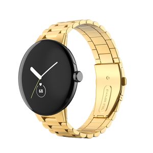 Für Google Pixel Watch Stahl Metall Design Ersatz Armband Gold Smart Uhr Neu