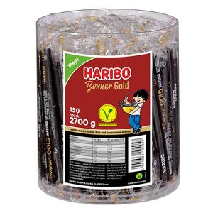 Haribo Bonner Gold Lakritz 150 einzelne Lakritzstangen Veggie 2700g