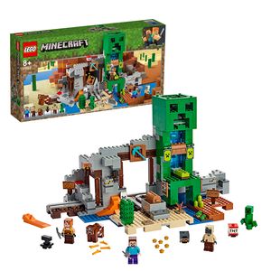 LEGO 21155 Minecraft Die Creeper Mine, Bauset mit Steve, Minecraft-Schmied, Wüstenzombie, Creeper und Tierfiguren sowie TNT-Blöcken, Minecraft-Nether-Kulisse, Spielzeuge für Kinder