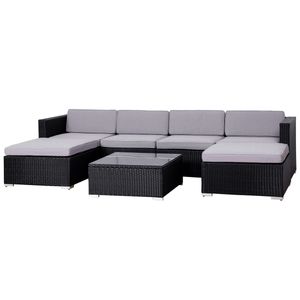 SVITA LUGANO Polyrattan Lounge Gartenmöbel Set Gartenlounge Gartensofa Schwarz