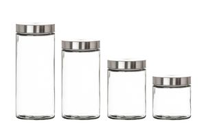 Vorratsgläser 4x 1,7 Liter Glas Schraubglas Lebensmittelglas Edelstahldeckel mit Schraubverschluss  22 x 11 cm Vorratsglas : 4 Stück : 1,7 L