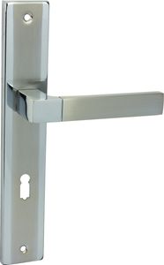DOMINO Türgriff 72 Drückergarnitur BB-Buntbart Set | Langschildgarnitur | Türklinke für Zimmertür, Bürotür, Kellertür & Innentür | L-Form | Türbeschläge aus Aluminiuml |Chrom/Nickel Türdrückergarnitur | REAL M6/M9