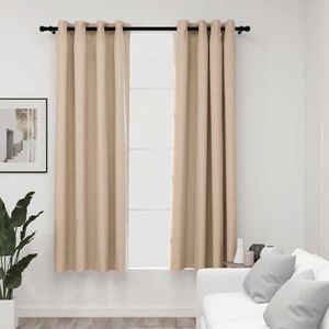 vidaXL Zatemňovacie závesy 2 ks. Očká Ľanový vzhľad Béžová 140x175 cm vidaXL Zatemňovacie závesy 2 ks. Očká Ľanový vzhľad Béžová 140x175 cm