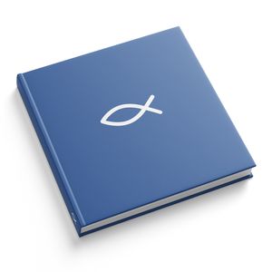 itenga Gästebuch Kommunion Taufe "Fisch" 120 Seiten blau 21,0 x 21,0 cm