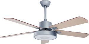 BELIANI Stropný ventilátor so svetlom sivý syntetický materiál železný s diaľkovým ovládaním svetlé drevo tradičná obývacia izba