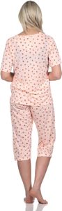 Damen Pyjama 3/4 Hose & Shirt mit Blumenmuster; Aprikose/M/38 Damen Pyjama 3/4 Hose & Shirt mit Blumenmuster; Aprikose/M/38
