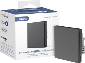Aqara Smart Wall Switch H1 EU - Intelligenter Einzelschalter, Zigbee 3.0, Ohne Neutralleiter, grau