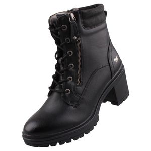 Mustang Damen Stiefelette Zierreißverschluss Blockabsatz 1409-506, Größe:38 EU, Farbe:Schwarz