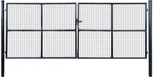 vidaXL Mesh-Gartentor Verzinkter Stahl 400 x 150 cm Grau