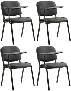 CLP 4er Set Stühle Ken mit Klapptisch Kunstleder gepolstert, Farbe:schwarz