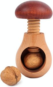 Creative Home Holz-Nussknacker | Pilzförmig | 10 x 6 cm | Natürliches Buchenholz | mit Schraubmechanismus | Massiv & Nützlich