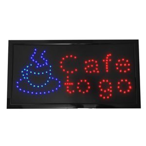 LED Reklame Leuchtschild, 48 x 25 cm, Café, rot blau