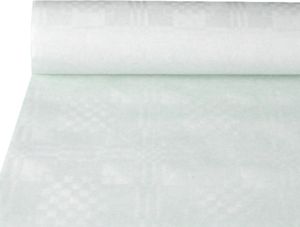 Papierowy obrus z wytłoczonym adamaszkiem 10 m x 1,2 m biały
