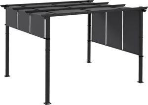 Outsunny altánok cca 3,5 x 3 m pergola, strecha terasy strecha terasy s bočnou stenou, pre záhradu, terasu, tmavosivá