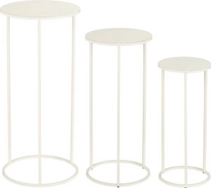 Mica Decorations Quinty Beistelltisch - 3er-Set - H70 x Ø32 cm - Metall - Off-white