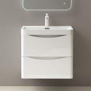 Mai & Mai® Badezimmermöbel Waschbeckenunterschrank mit Schubladen inkl. Waschbecken 60cm in Weiß Badmöbel-Set Smile