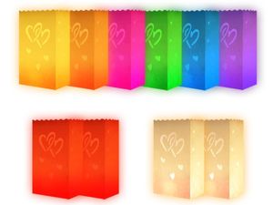 Lichttüten Candle Bags 10er Set - bunte Farben, Modell wählen:doppel Herz