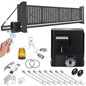 Zestaw napędów do bram przesuwnych Jopassy motorisation pour portail coulissant 600 kg waga bramy, moc znamionowa 280W, 8 x szyny i 2 piloty, napęd bramy, napęd bramy podwórzowej, brama przesuwna