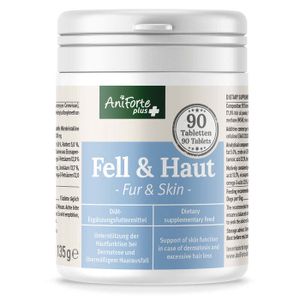 AniForte Plus Fell & Haut für Hunde 90 Tabletten - bei Dermatose & Haarausfall Hund, MSM & Biotin, unterstützt die Hautfunktion & bei Fellproblemen