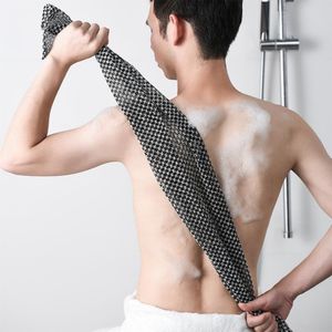 100cm Duschtücher mit 2 Seiten zum Schrubben und Waschen, Peeling Körperpeeling Handtuch, Extra langes Badetuch (schwarze Streifen)