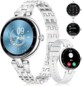 Smartwatch Damen mit Telefonfunktion 1,16" AMOLED Always-On-Display, Armbanduhr mit Periodenverfolgung, 113+ Sport, Herzfrequenz, SpO2 Schlafmonitor
