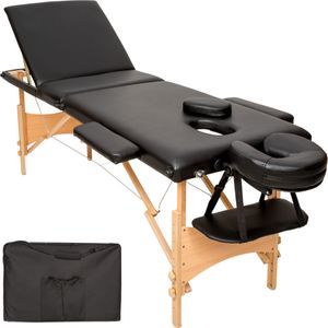 tectake 3 Zonen Massageliege mit Polsterung und Holzgestell - schwarz