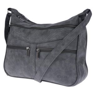 Damen Tasche Schultertasche Umhängetasche Crossover Bag Leder Optik Handtasche Navy