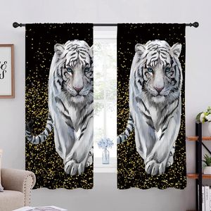 Löwe Tiger Leopard Vorhänge Blickdicht Schlafzimmer Klassische Wohnzimmer Vorhang Style-i(2 Stück 150cm*166cm)