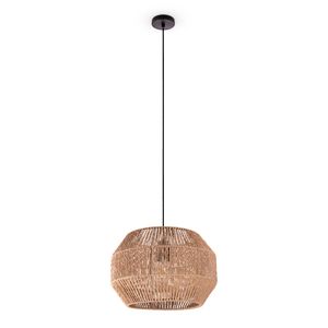 Pendelleuchte Wohnzimmer Esszimmer Rattan Optik Boho Lampenschirm Papier Modern Leuchten Farbe / Größe Natur 1 (Ø35cm)
