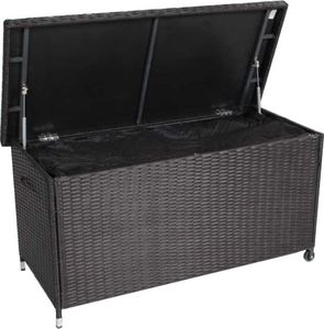 Poly Rattan Kissenbox 121x56x60 cm Aufbewahrungsbox Gartenbox Gartentruhe 270 L Grau NEU