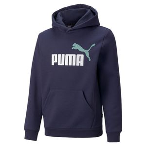 PUMA Ess+ Metallic 2 Col Big Logo Fleece-Hoodie Jungen peacoat/mineral blue 140