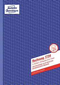 AVERY Zweckform Formularbuch "Rechnung" DIN A4 2 x 40 Blatt