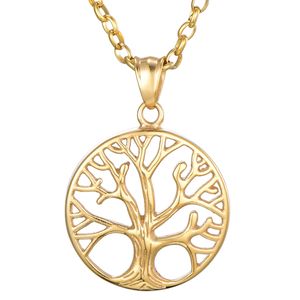 Morella Damen Halskette 70 cm mit Anhänger Lebensbaum Hoffnung Gold im Schmuckbeutel
