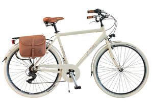 Via Veneto by Canellini Fahrrad Citybike Mann Aluminium mit Seitentaschen - Beige 54