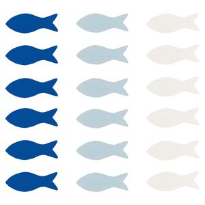 Oblique Unique 18 Holz Fische Streudeko Taufe Kommunion Konfirmation Firmung - Echtholz blau weiß