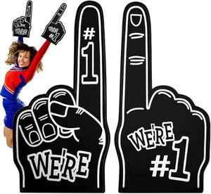 Leap Schaumstoff-Finger, 2 Stück riesige Schaumstoff-Hände | Nummer 1 Fächer-Schaum-Finger für Sportveranstaltungen, große Schaumstoff-Handhandschuhe, Sport-Partygeschenke zum Jubeln, Cheerleader-Feier - Schwarz