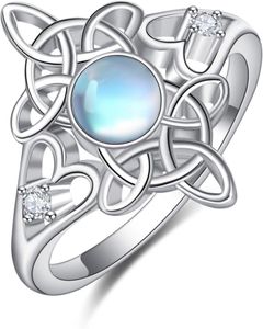 Celtic Knot Ring 925 Sterling Silber Mondstein Hexe Magie Knotenringe