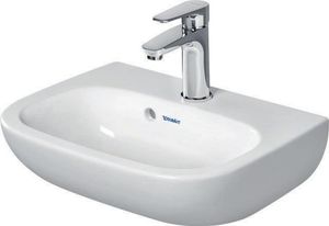 Duravit Handwaschbecken D-CODE mit Überlauf, Hahnlochbank, 450 x 340 mm, 1 Hahnloch weiß