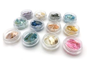 Muschelsplitter in 12 Farben zum Basteln mit Epoxidharz, für NailArt und Resin  - Pastellfarben