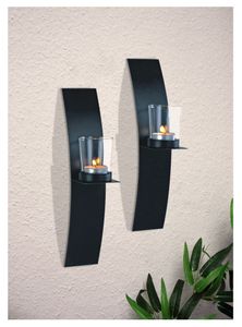 2 Wandkerzenhalter LED Teelichter Wand Kerzenhalter Wandleuchter Kerze Metall