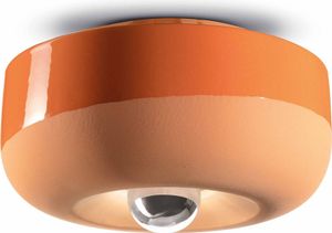 Deckenlampe Keramik E27 D: 27 cm rund Orange Retro Design Keramikleuchte