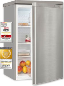 Exquisit Vollraumkühlschrank KS16-V-040D inoxlook | Kühlschrank ohne Gefrierfach freistehend 126 l Nutzinhalt | Edelstahloptik