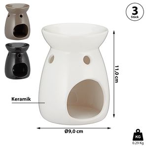 Duftlampe 3er Set Keramik H11cm schwarz beige weiß Aromalampe Raumduft