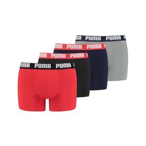 PUMA Herren Boxer Shorts, 4er Pack - Basic Boxer ECOM, Baumwolle Stretch, Everyday Rot M