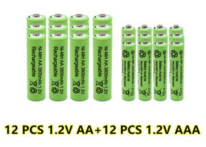 12X AA Akkus 3600mAh + 12X AAA Akkus 2800mAh Wiederaufladbare Batterien 1,2V