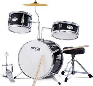 Kinderschlagzeug 3-teilig Drum Set für Kinder mit Thron Schwarz Kinderschlagzeug 3-teilig Drum Set für Kinder mit Thron Schwarz