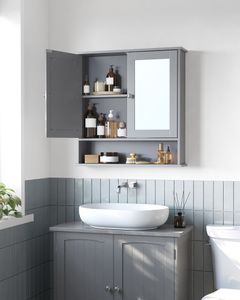 VASAGLE Spiegelschrank mit verstellbare Ablageund 2 Türen Badschrank