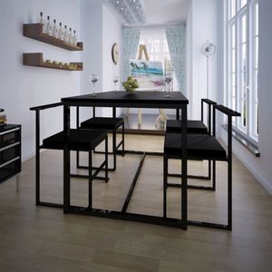 Duolm 5-teilige Essgruppe Tisch + 4 Stühle Schwarz