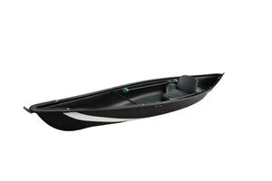 Kaitts Kanu offener Einer Kajak Kanu ideales Angelkajak kippstabil und leicht Farbe:Schwarz. Weiße Streifen